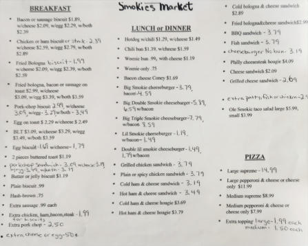 smokies market menu